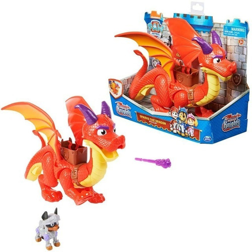 Imagen 3 de 6 de Paw Patrol Mega Dragon Sparks + Figura Claw Rescue Knights