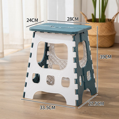 Piso Plegable Plastico Piso Escalera Taburete Banquito 39cms Plástico Azul Acero