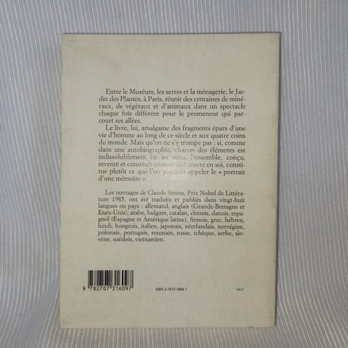 Imagen 3 de 8 de Le Jardin Des Plantes Claude Simon Editions De Minuit 1994