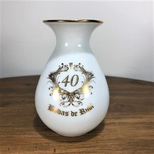 Imagem 2 de 5 de Vaso Porcelana Bodas De Rubi, 40 Anos De Casamento