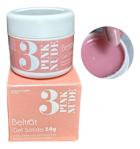 Gel Solido Pink Nude Nº3 14g - Beltrat Cor 3 - Pink Nude