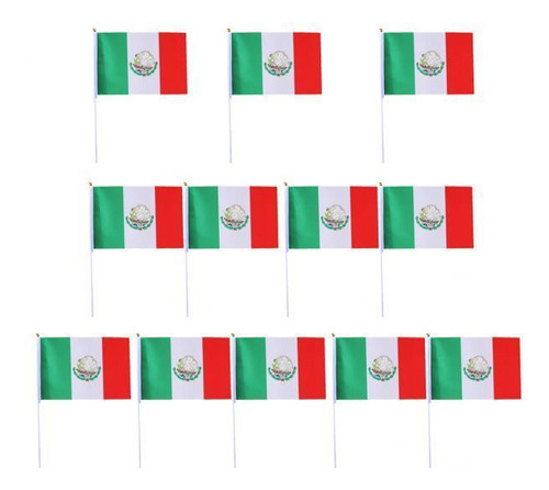 6x 12 Banderas Nacionales Ondeando A Mano De México