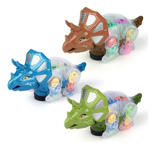 Dinosaurio Robot Engranes Triceratops Camina Luz Y Sonido