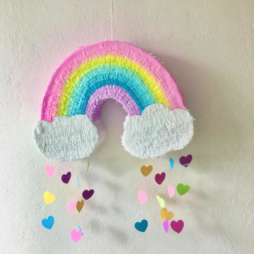 Piñata Arcoíris Y Nubes Fiesta Temática