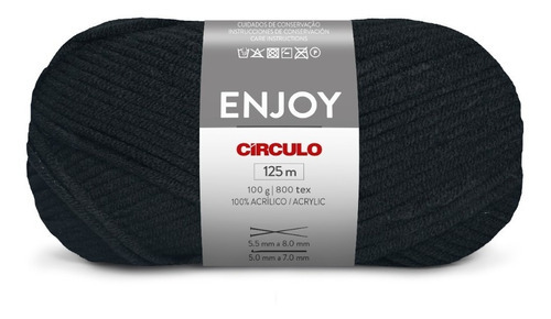 Lã Enjoy 100g Circulo - Tricô / Crochê Cor 8990 - Preto