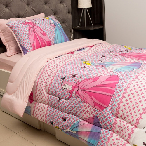 Edredom Kids Solteiro Infantil Princesas Menina + Jogo Cama 