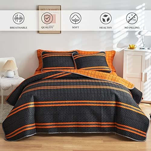 Edredón Boho Moderno Flysheep King, 3 Pzs Naranja Brillante