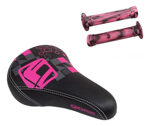 Kit Bike Gios Selim Gl-1109 + Manopla Gi-075h Bmx Freeride. Cor Rosa
