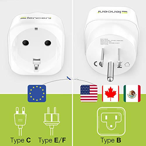 Paquete De 2 Adaptadores De Enchufe Lencent De Europa A Ee.