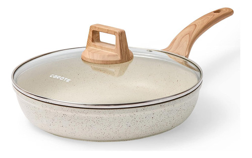 White Frying Pan Carote, Non-stick, With Lid, 2 Sizes Aa