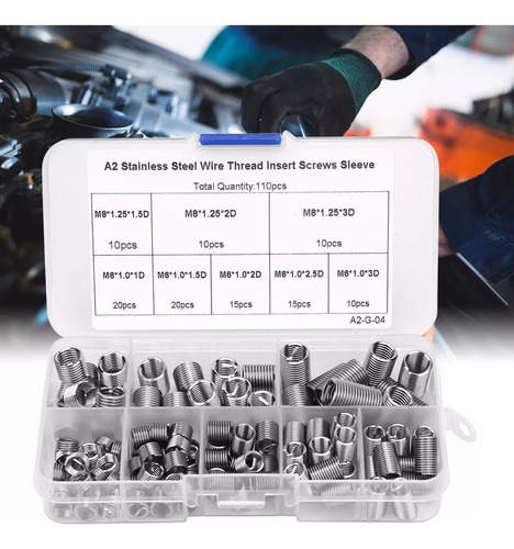 Rosca Helicoil Postiça M6-m8 Kit Com 110 Pçs
