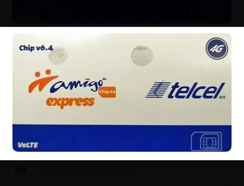 Chip Telcel V 6.4 Pack 20 Pzs Con 50 T. A. Incluído R6 442