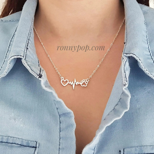 Collar Moda Mujer Patita De Perro Latidos Del Corazón