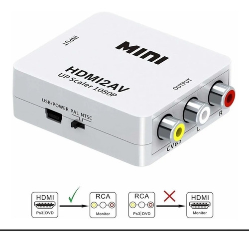 Adaptador Convertidor Hdmi A Rca Audio Video