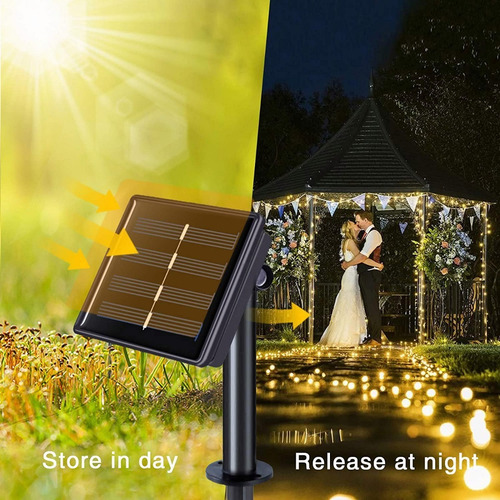 Imagen 3 de 7 de Guirnaldas Luces Solares Exterior 12m 120 Led Impermeable