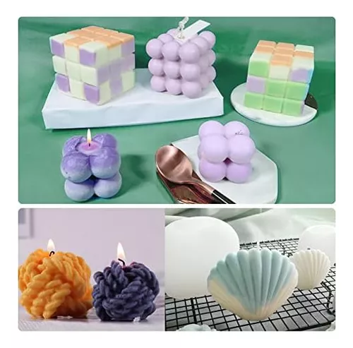 Juego de 6 moldes de vela de silicona para hacer velas, molde de vela de  burbujas de bola de hilo, molde de silicona rosa 3D, molde de pastel para