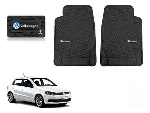 Par Tapetes Delanteros Logo Vw Gol Hb 2014 - 2020 2021 2022 Negro