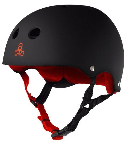 Casco Triple Ocho Con Forro Sudadero, Goma Negra / Roja, Gra