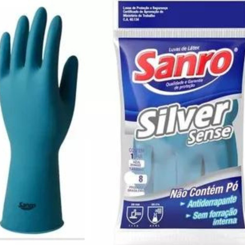 Luva Latex Natural Sanro Silver Sense Antiderrapante Pmg-xg Tamanho G - Grande