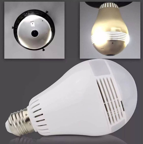 Lampada Câmera 360º Graus C/ Microfone Monitoramento Ao Vivo