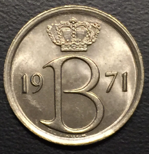 Bel028 Moneda Bélgica 25 Centimes 1971 Unc Ayff (Usado)