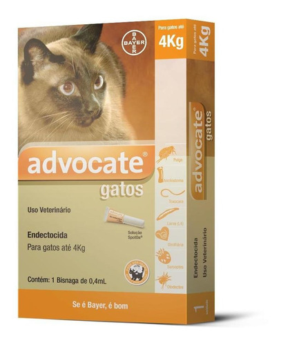 Advocate Gatos Até 4 Kg 0,4ml Antiparasitario - Bayer