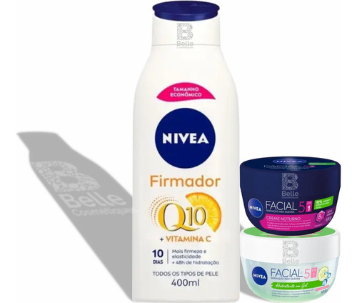 Nivea Firmador Q10 400ml + Gel Pepino Hialurônico E Noturno Fragrância Neutro