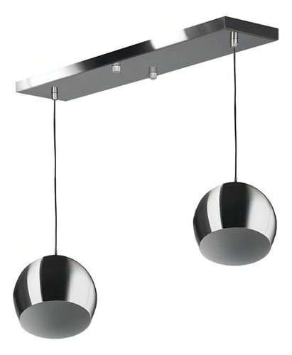 Lustre Pendente Bola Duplo Base Retangular Escovado