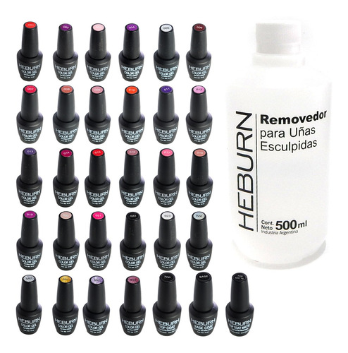 Heburn Kit X31 Esmaltes Semipermanentes + Removedor X 500 Ml