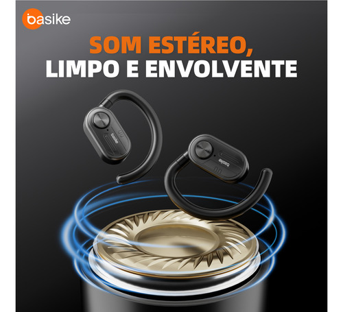 Fone De Ouvido Sem Fio Basike Bluetooth5.4 Ows Com Tela Lcd Cor Preto