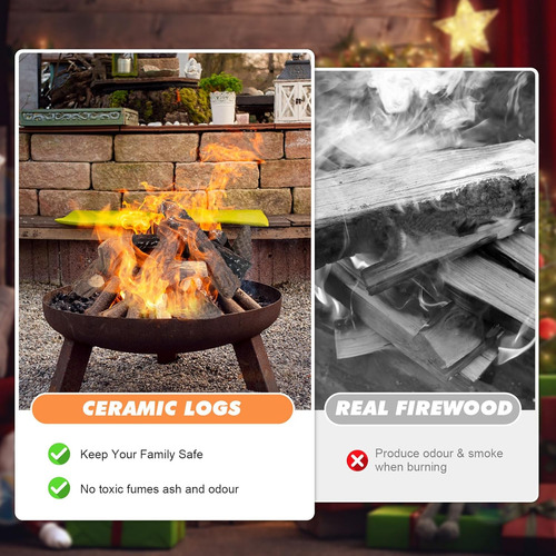 Juego De 10 Leños De Chimenea Falsos De Tamaño Pequeño Co...