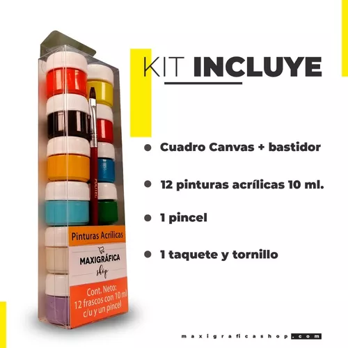 Cuadros Para Pintar Niños León Kit Canvas C/ Pinturas Pincel