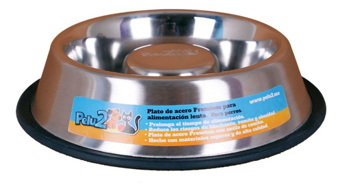 Pack 2 Pzs De Platos Alimentación Lenta De Acero For Perro