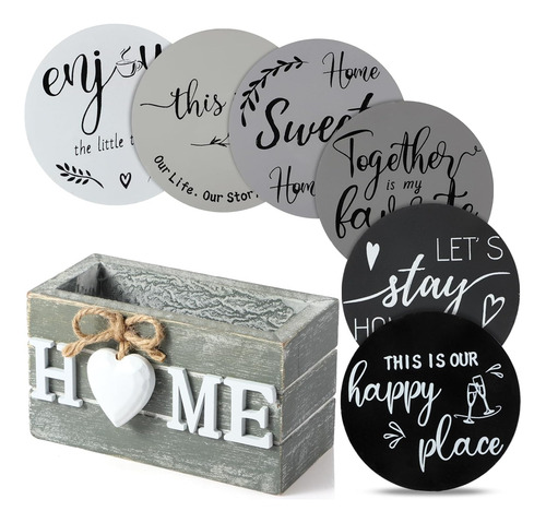 Posavasos De Madera Con Corazón Para Bebidas - Juego De 6