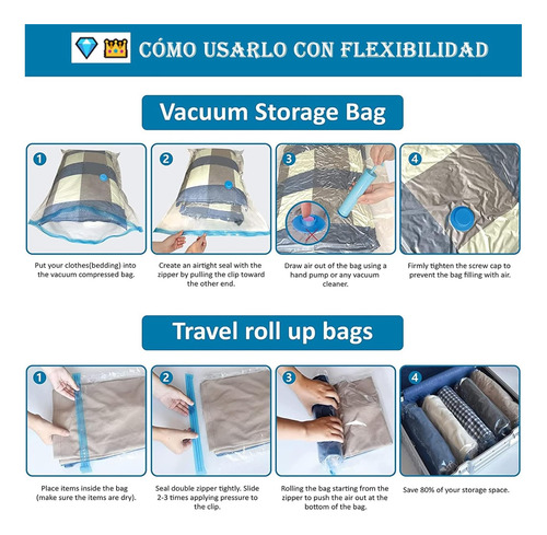 Bolsas De Almacenamiento De Vacío Jumbo 100x80cm, 16 Pack