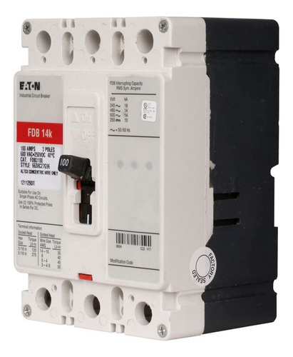 Interruptor Industrial 3 Polos 125 Amps 60 Cutler Fdb3125l