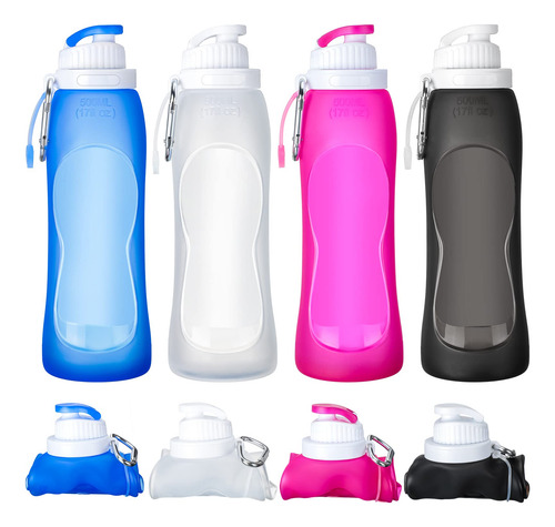 Botellas Plegables De Silicona A Prueba De Fugas 500 Ml