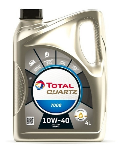 Imagen 1 de 6 de Aceite De Motor Total Quartz 7000 10w-40 4 Litros Diesel O N