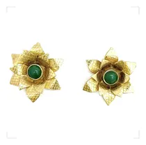 Comprar Aretes De Alta Joyería Con Esmeraldas En Enchape De Oro 24k