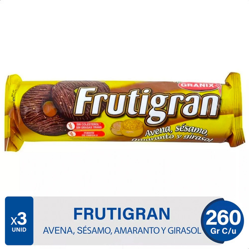 Galletitas Frutigran Avena Sesamo Amaranto Girasol Pack X3