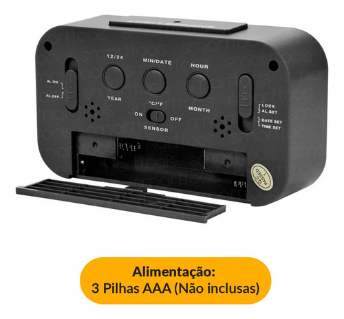 Relógio De Mesa Digital C/ Despertador Light Sensor Original