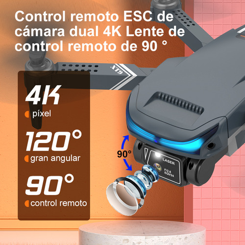 Mini drone Axnen 4K XT9 3 Battery con dual cámara HD 2.4GHz 3 baterías Oscuro Gris