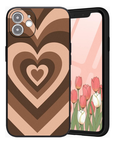 Case Duoqlian iPhone 12, Corazón Marrón Para iPhone 12 Case