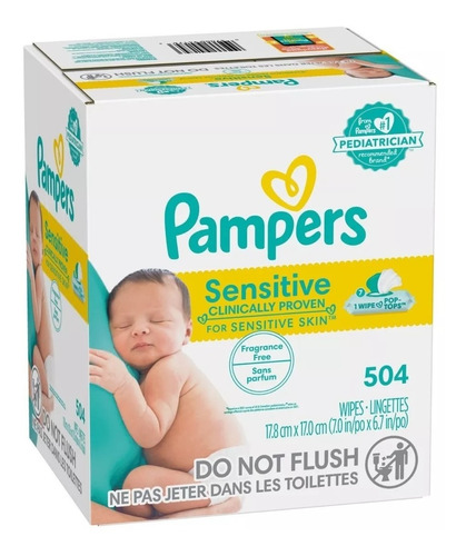 Toallas Húmedas Pampers Sensitive Baby Wipes Caja 504 Pza. 