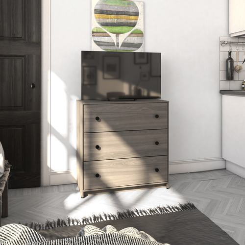 Cómoda - Modena, Mueble Armable Para Ropa De 3 Cajones Roble Touch