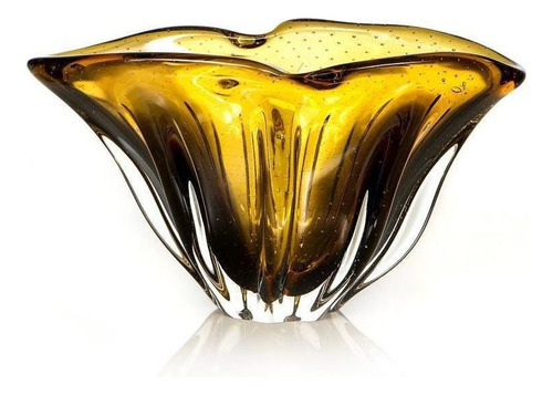 Cachepot De Murano São Marcos - Cristal Âmbar Com Lilás 36cm Liso