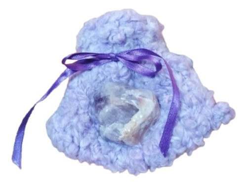 Cristal Energético Amatista Meditación Bolsa Artesnal Tejida