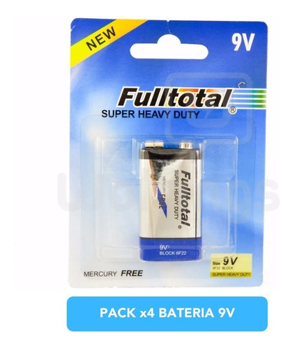 Pack X 4 Baterias 9v Super Heavy Duty Fulltotal Controles