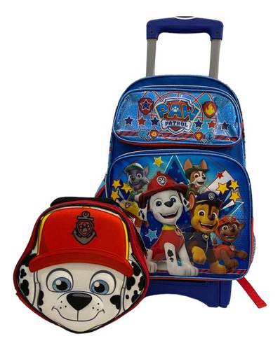Paw Patrol Mochila Mod A17972 Llantas Gel Y Lonchera
