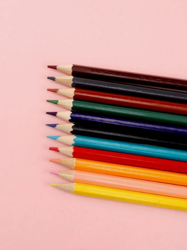 12 Colores Madera + Goma Sacapuntas Metal Borrador Lápices
